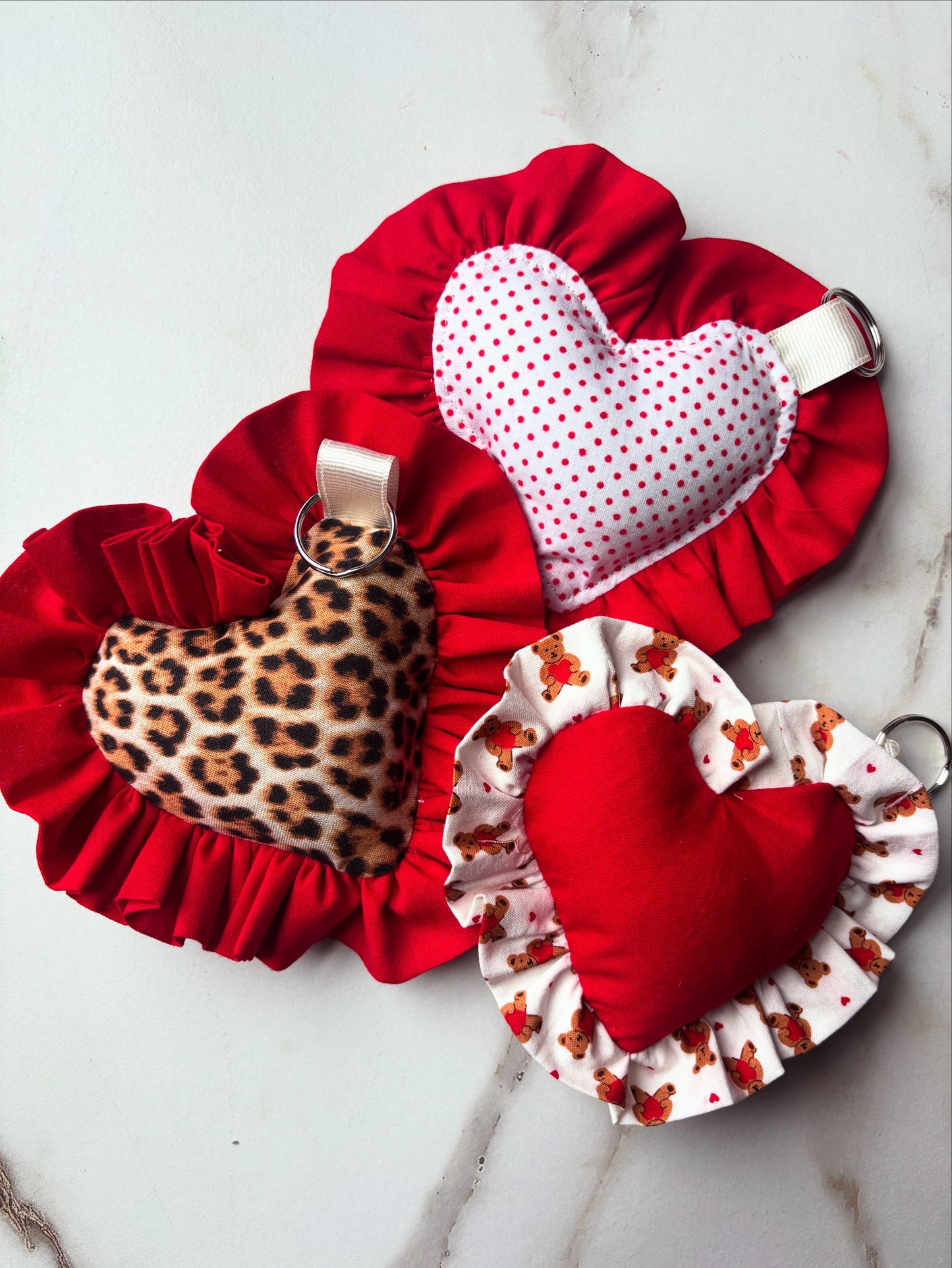 Red Ruffled Heart Bag Charm
