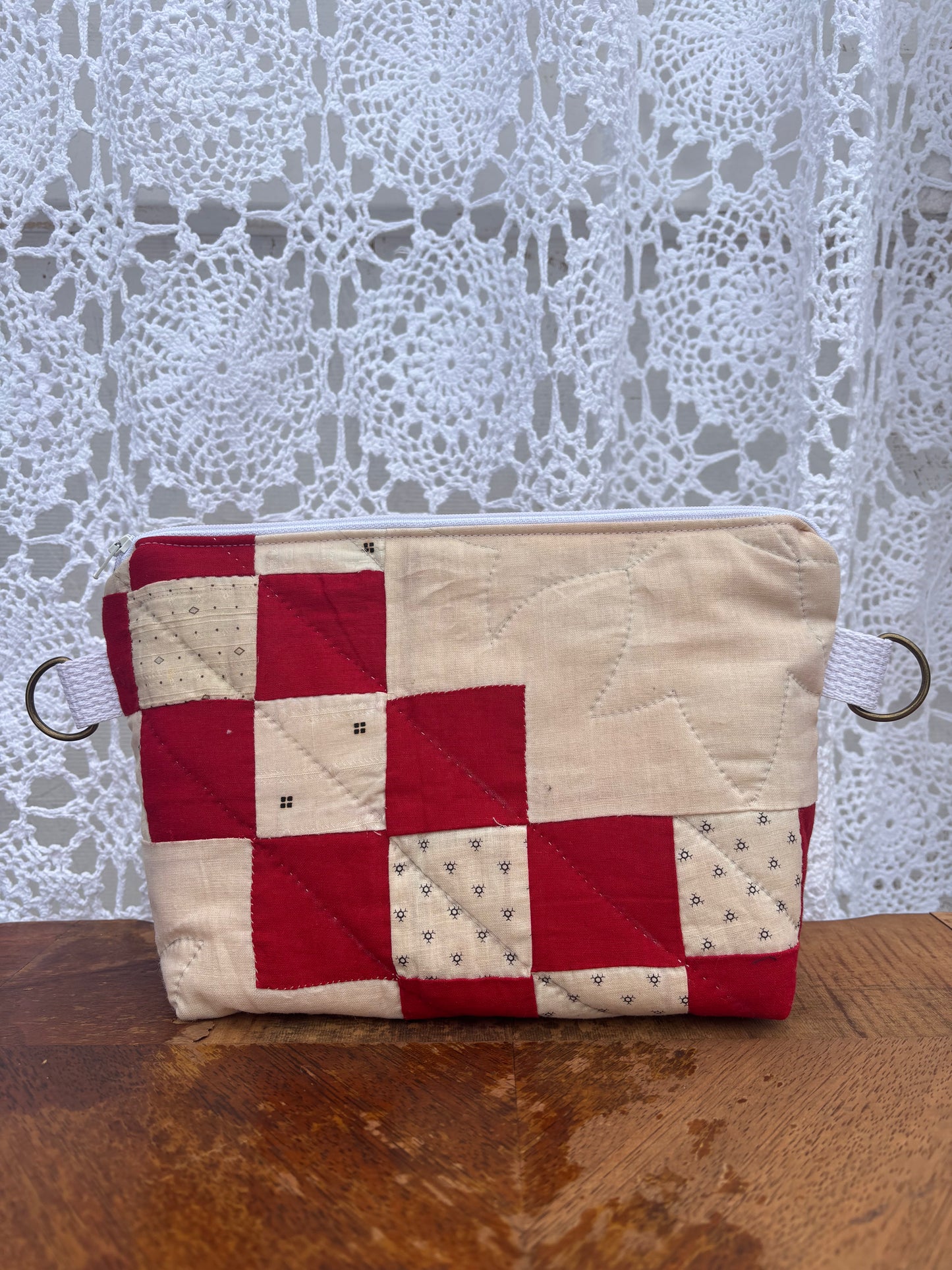 Cream and Red Belt Bag