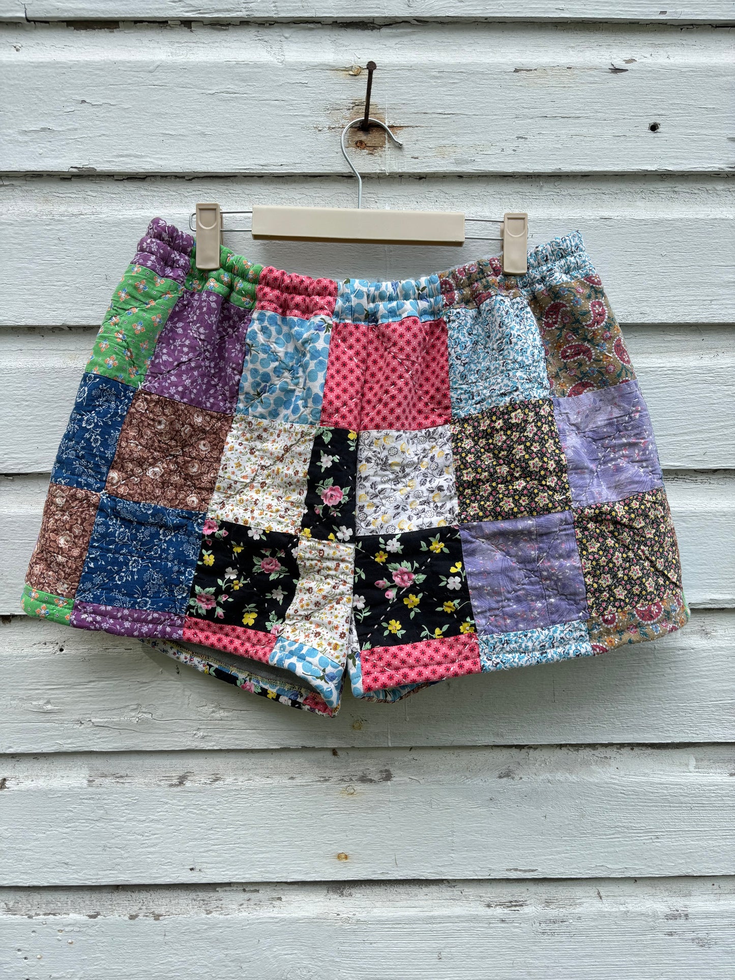 Feed Sack Patchwork Quilt Shorts - Medium