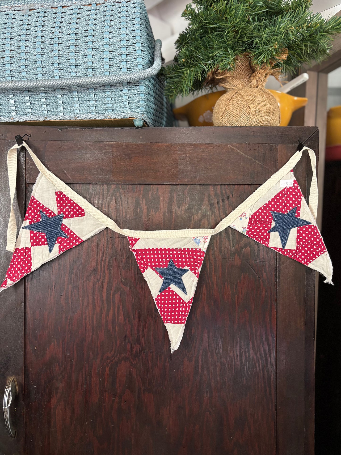 Vintage Patriotic Star Quilt Patchwork Bunting