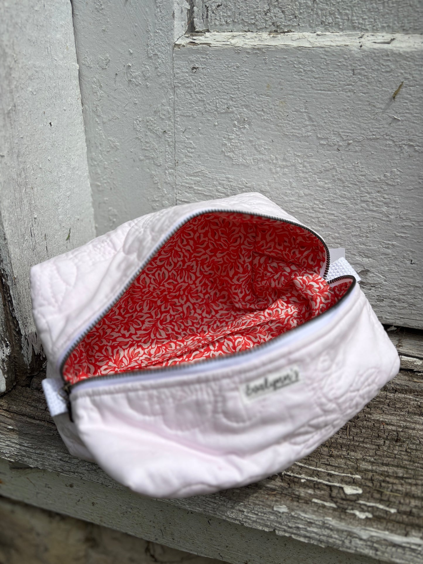 Vintage Pink Quilted Boxy Pouch
