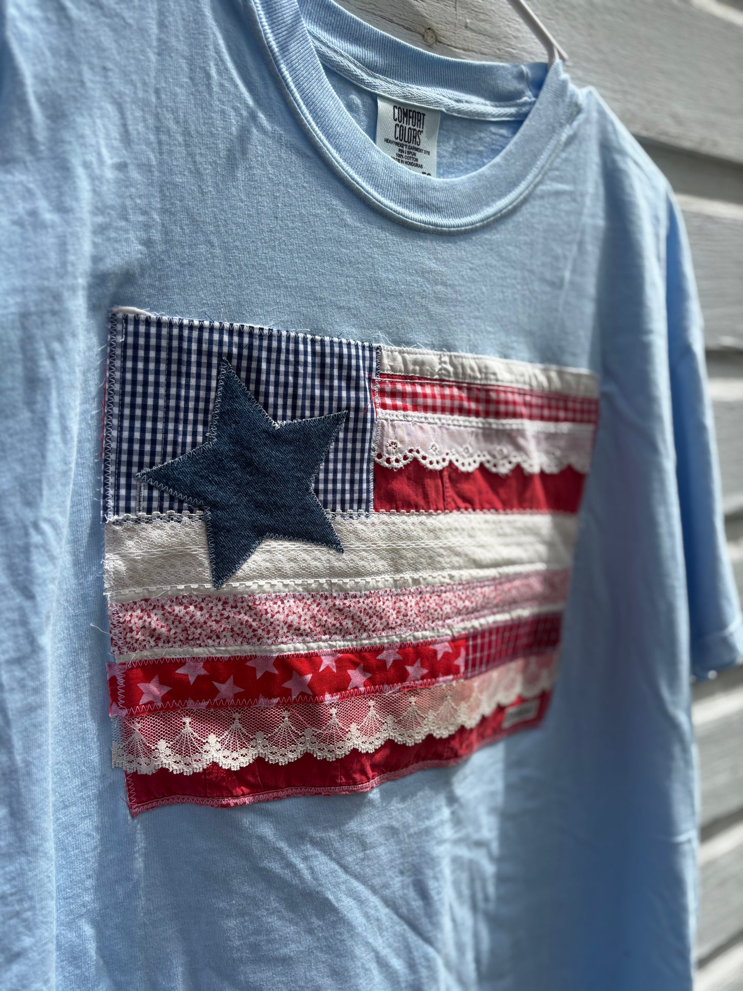 Scrappy Patchwork Americana Flag Tee - XL