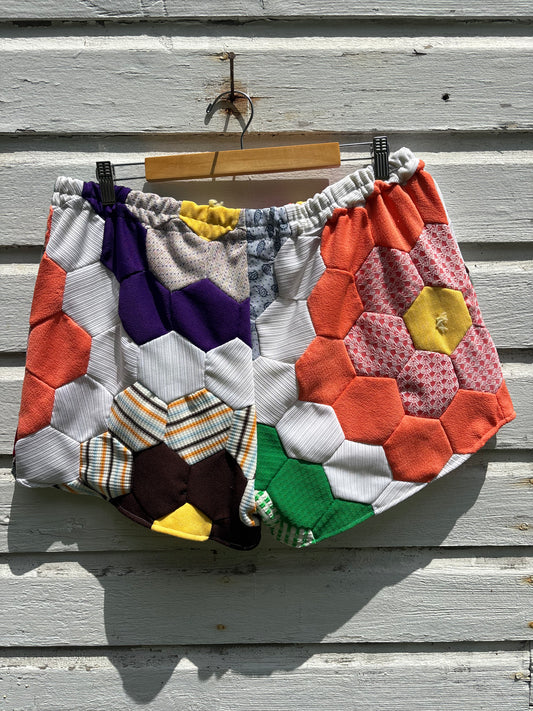 Hexagon Patchwork Quilt Shorts - XXL