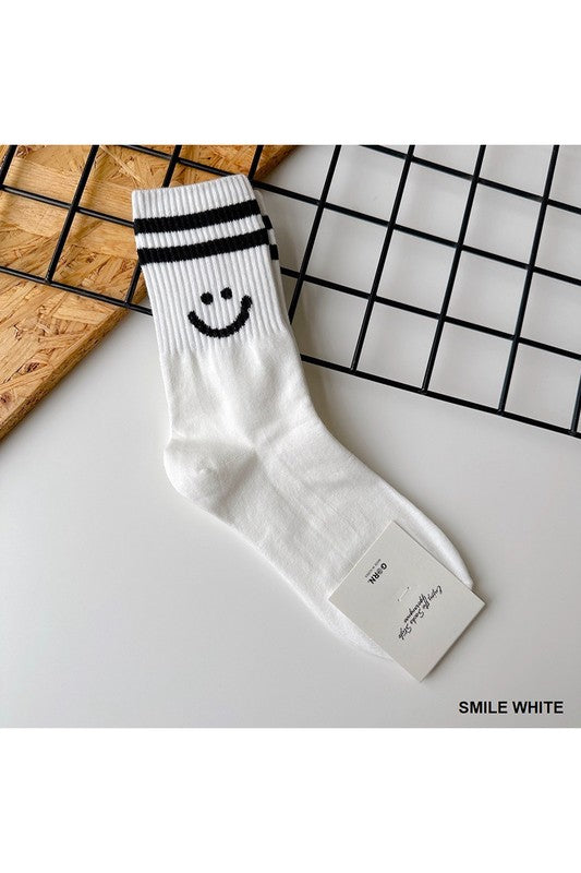 Smiley Face Socks | White