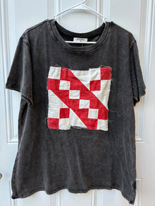 Red Vintage Quilt Block Tee -Med