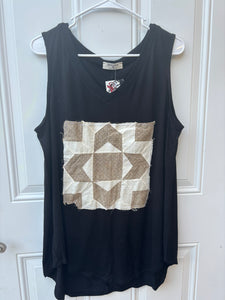 Black Quilt Square Tank - Plus 1X