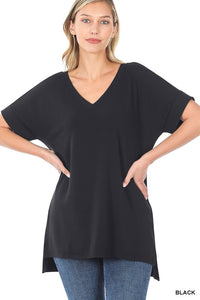 Black Oversized V-neck Tee