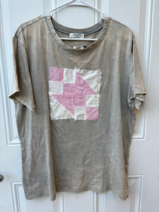 Pink Vintage Quilt Square Tee -XL