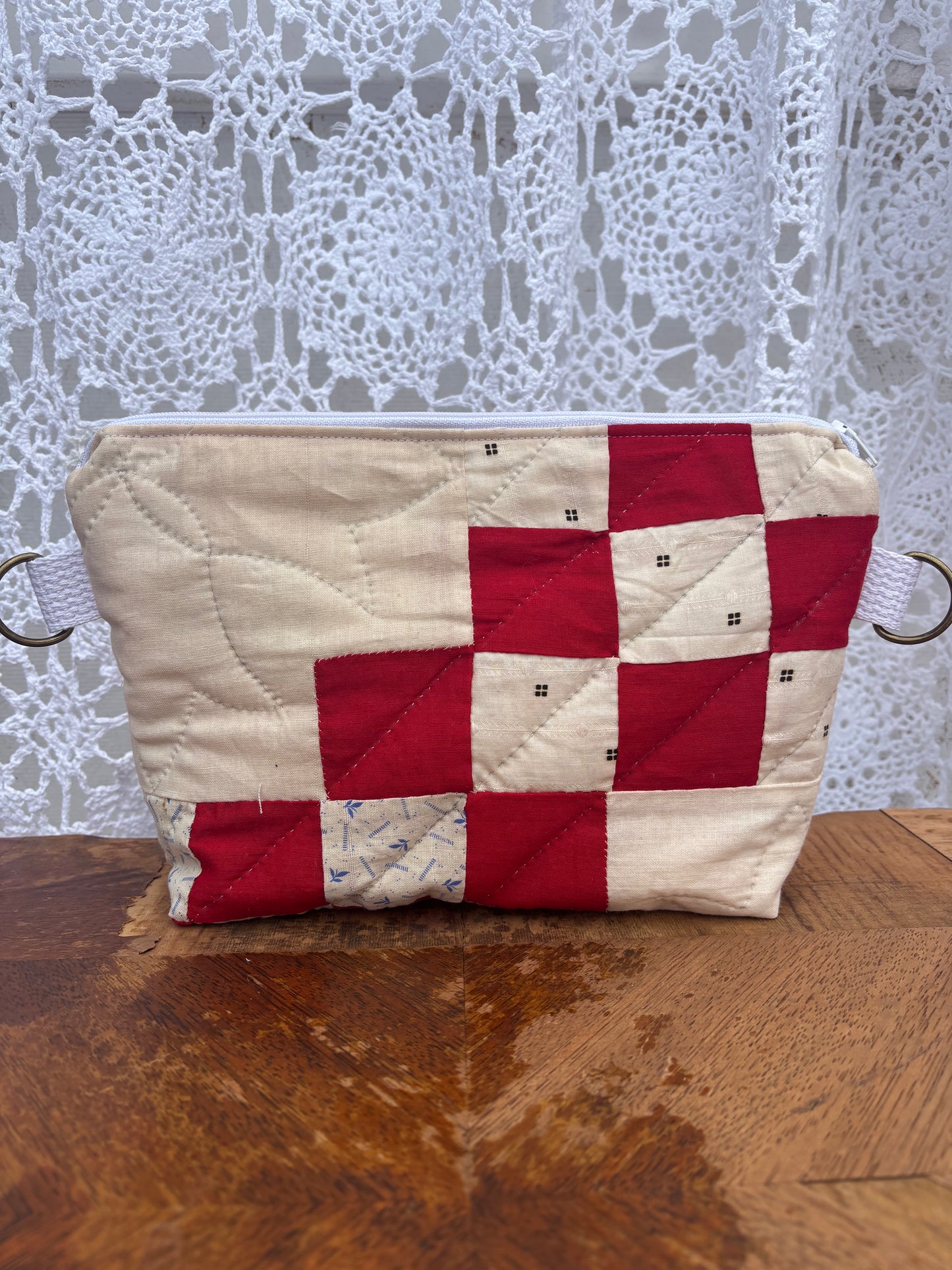 Cream and Red Belt Bag