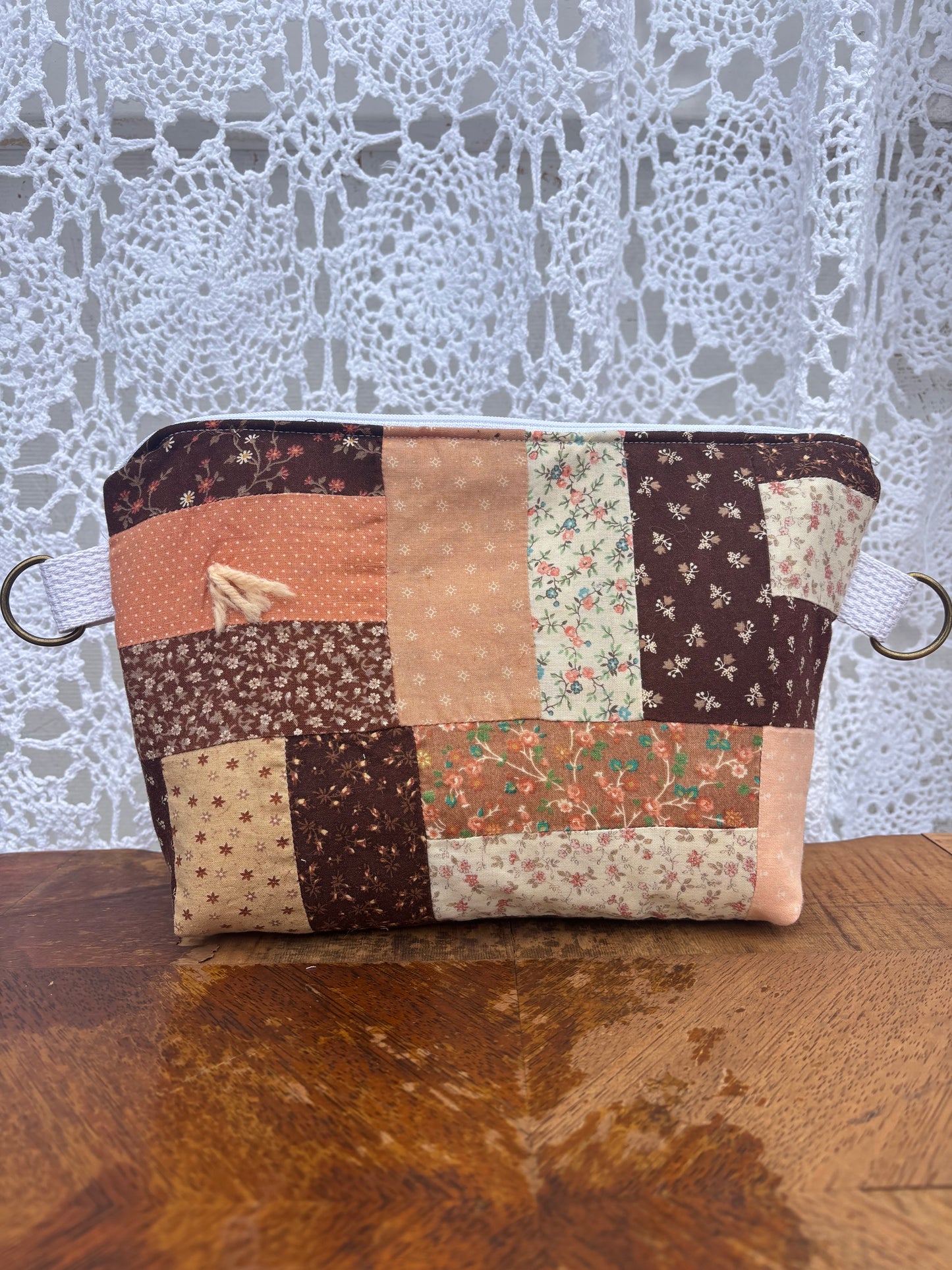 Coral and Brown Belt Bag