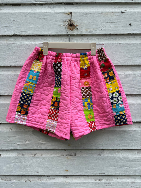 Neon Pink & Floral Shorts - Small