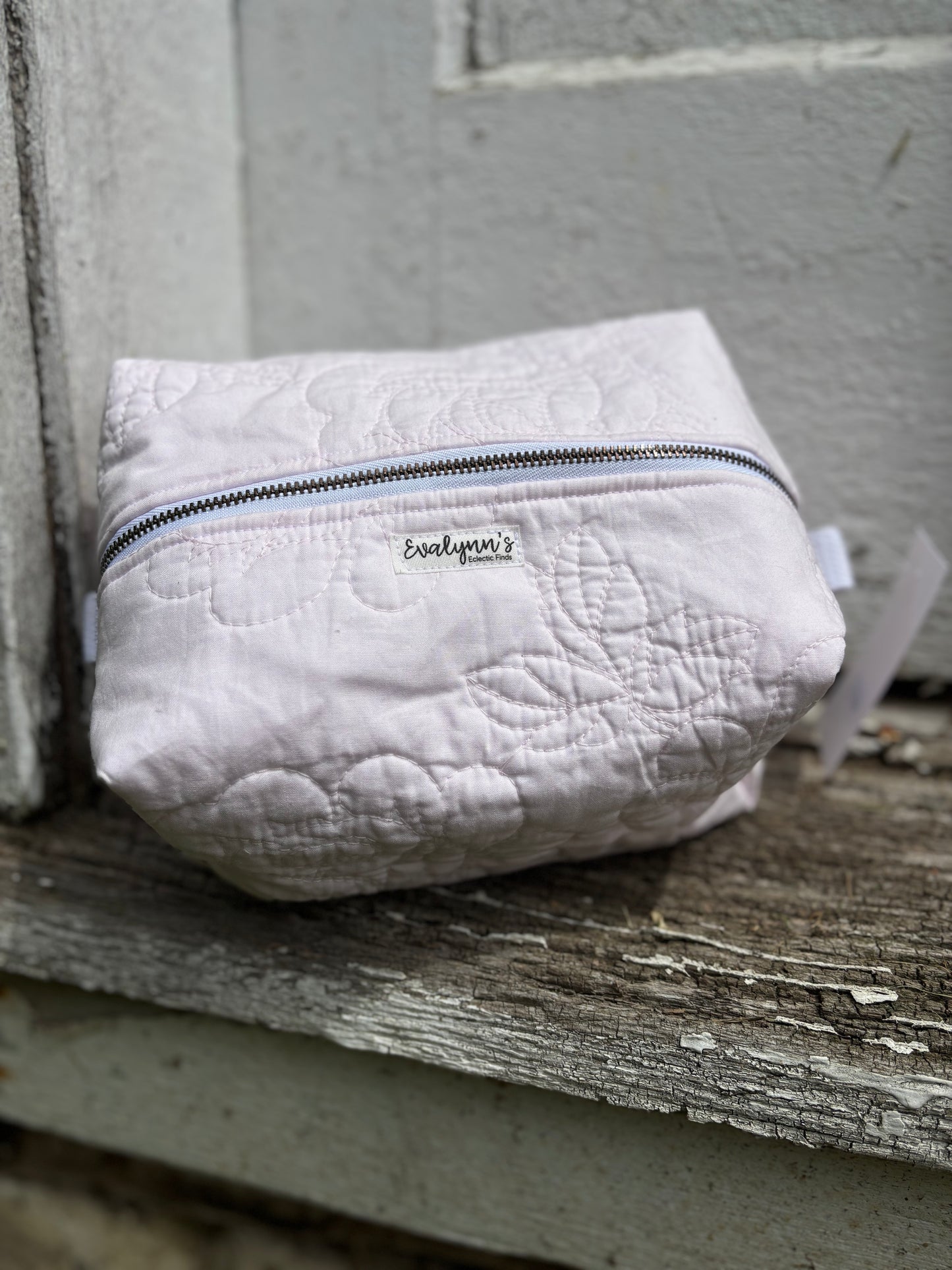 Vintage Pink Quilted Boxy Pouch