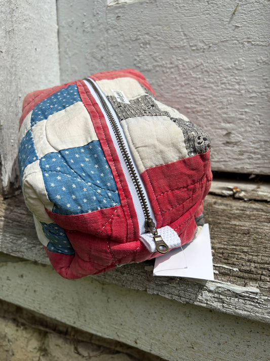 Patriotic Patchwork Quilted Boxy Pouch