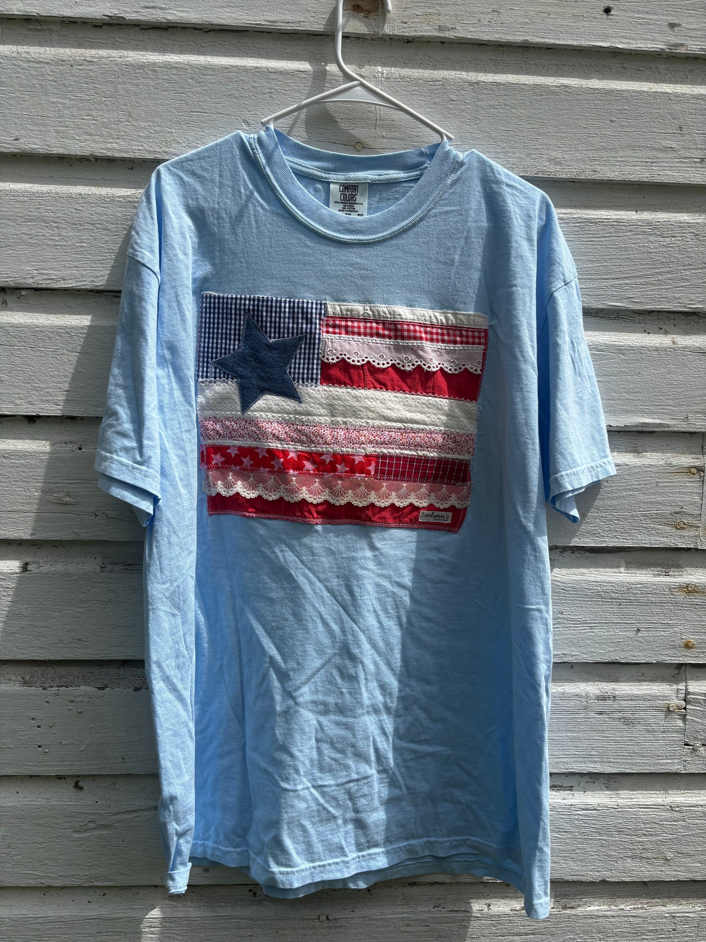 Scrappy Patchwork Americana Flag Tee - XL
