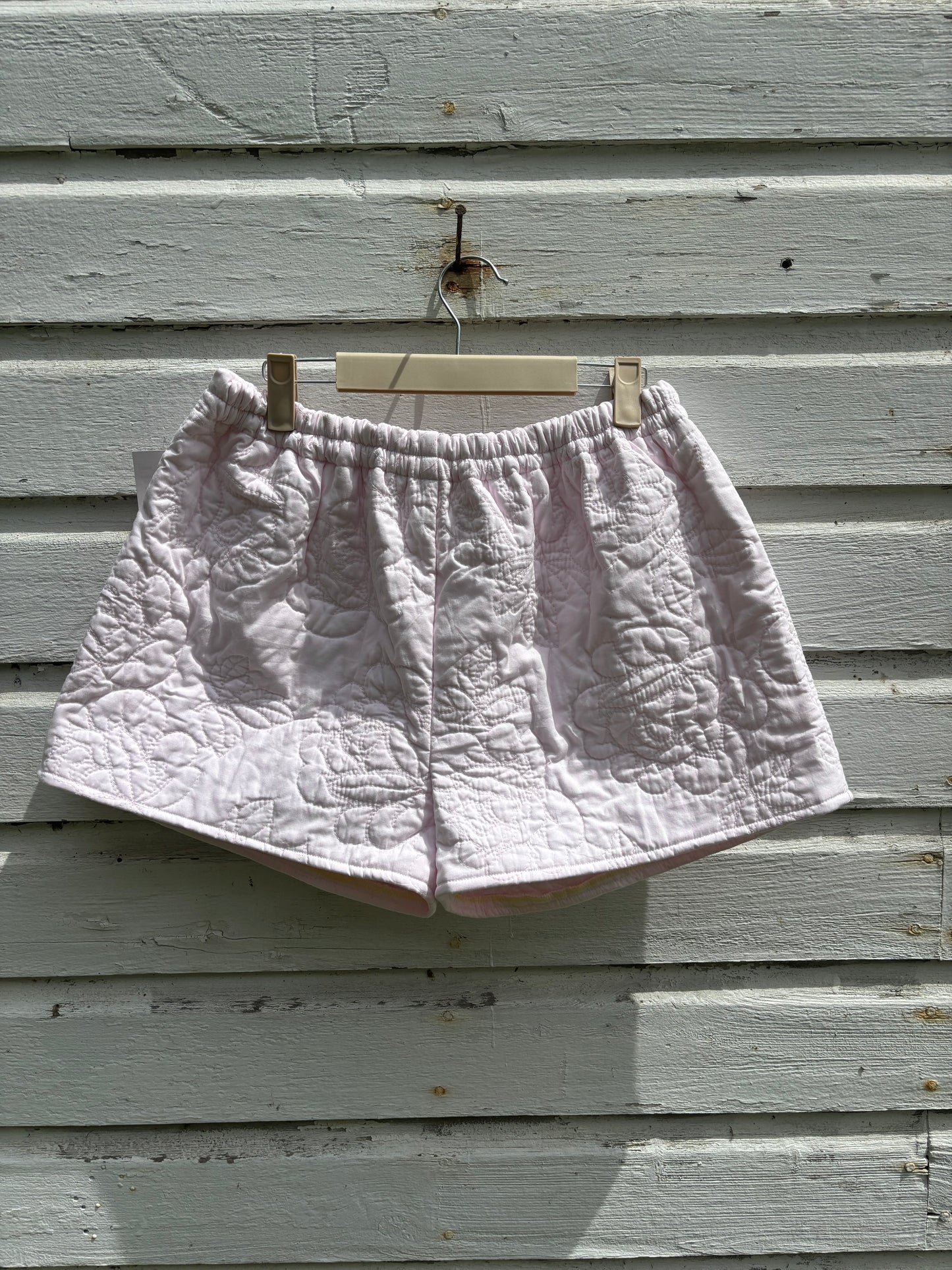Pastel Pink Rose Quilt Shorts