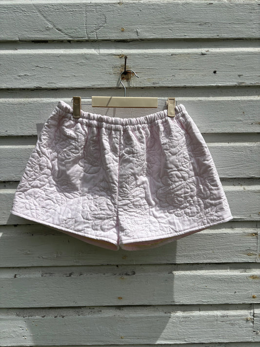 Pastel Pink Rose Quilt Shorts
