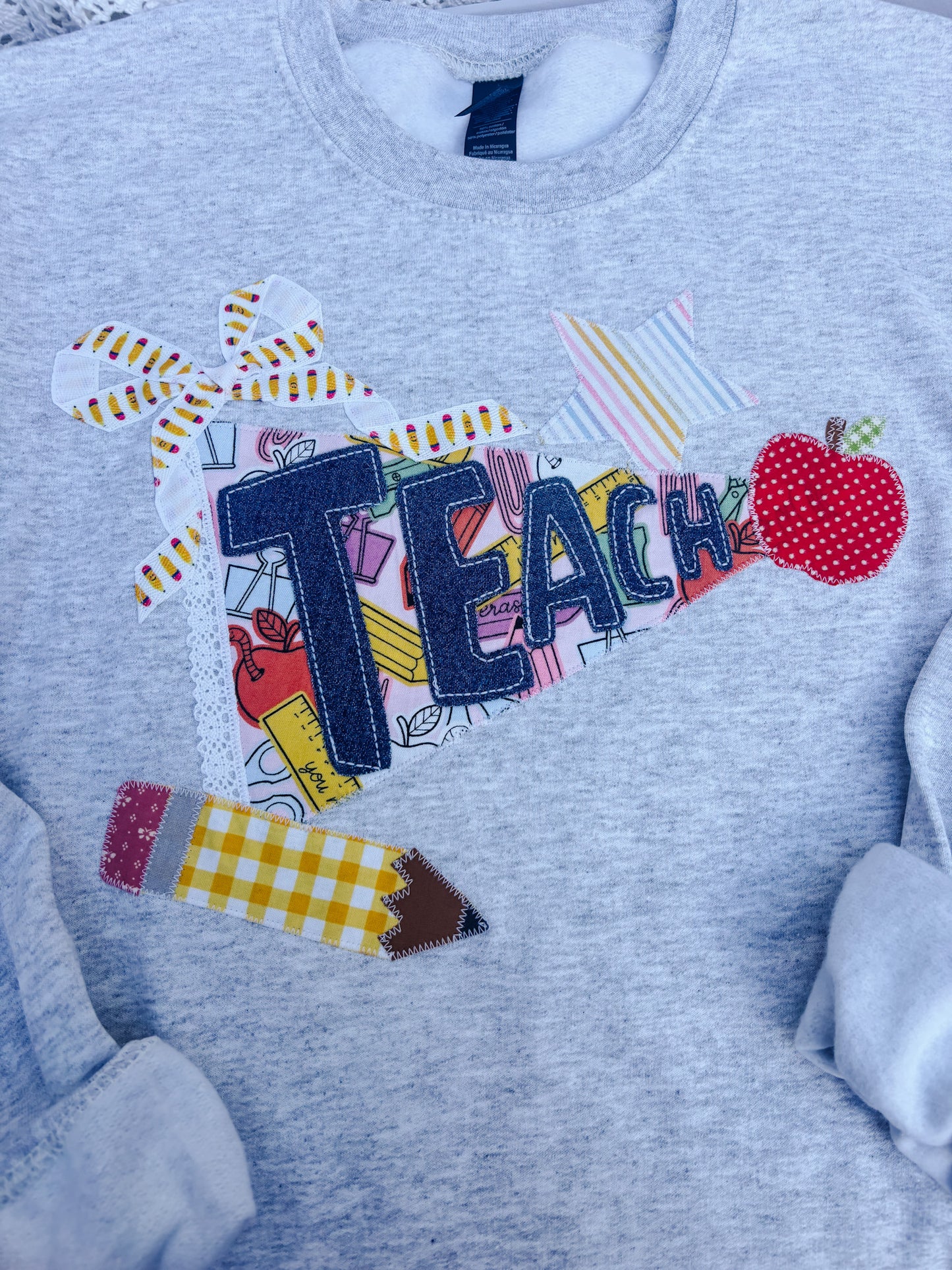 Teach Pennant Appliqué Sweatshirt