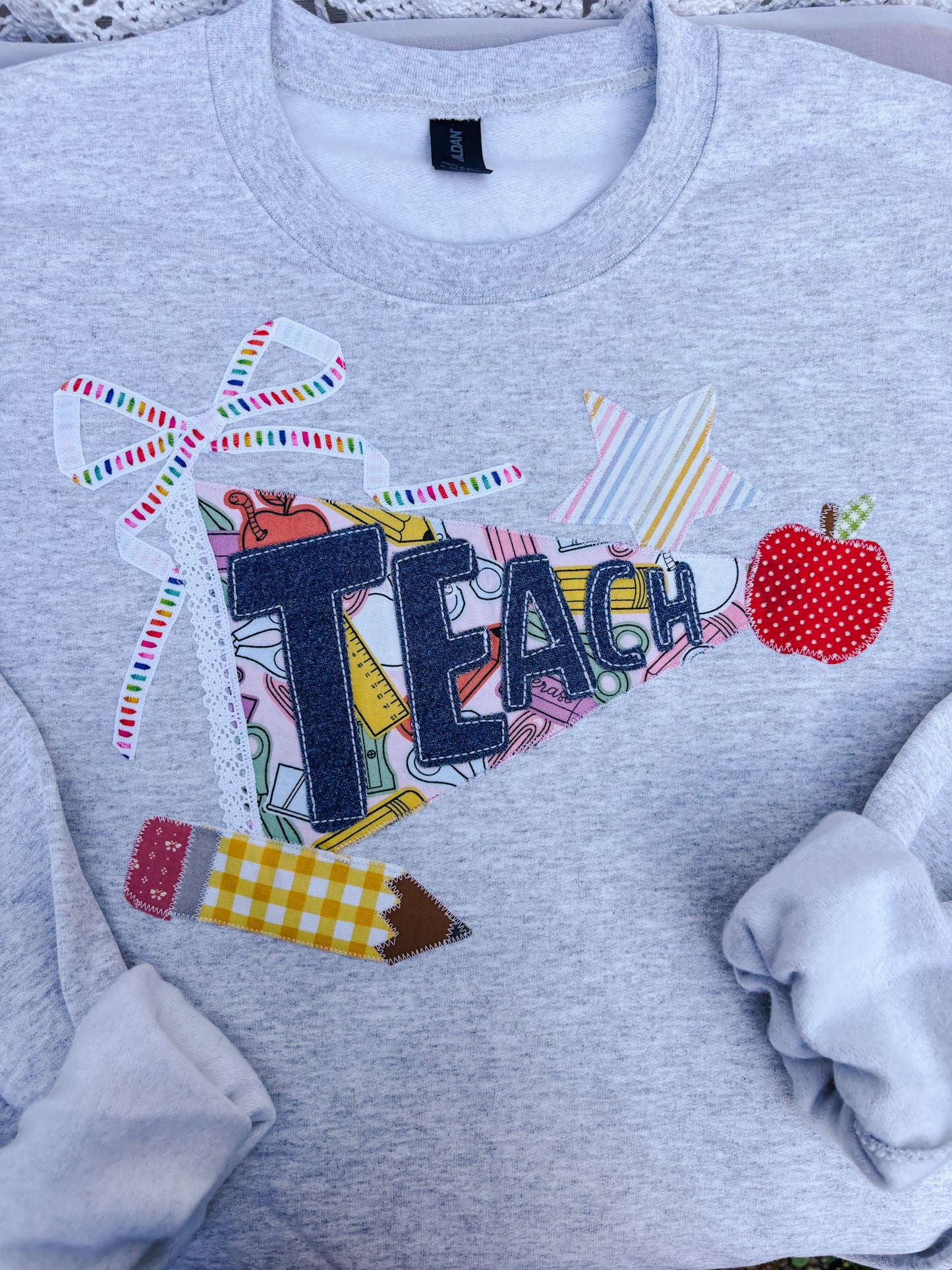 Teach Pennant Appliqué Sweatshirt