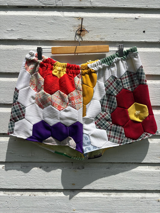 Hexagon Patchwork Quilt Shorts - XXL