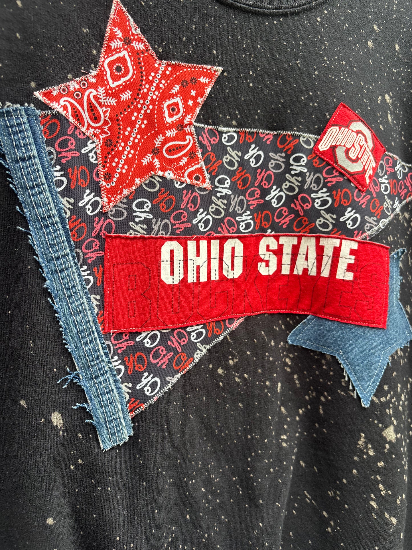 Red and Denim One of a Kind Ohio Pennant Sweatshirt - Small