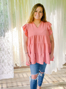 Ruffled Top - Ash Rose