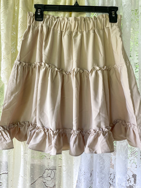 Ruffled Mini Skirt - Sand Beige