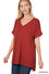 Red Oversized V-neck Tee